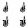 Service Caster 5'' Semi Steel Wheel Swivel 1'' Expanding Stem Caster Set 2 Brakes, 4PK SCC-EX20S515-SSR-2-PLB-2-1